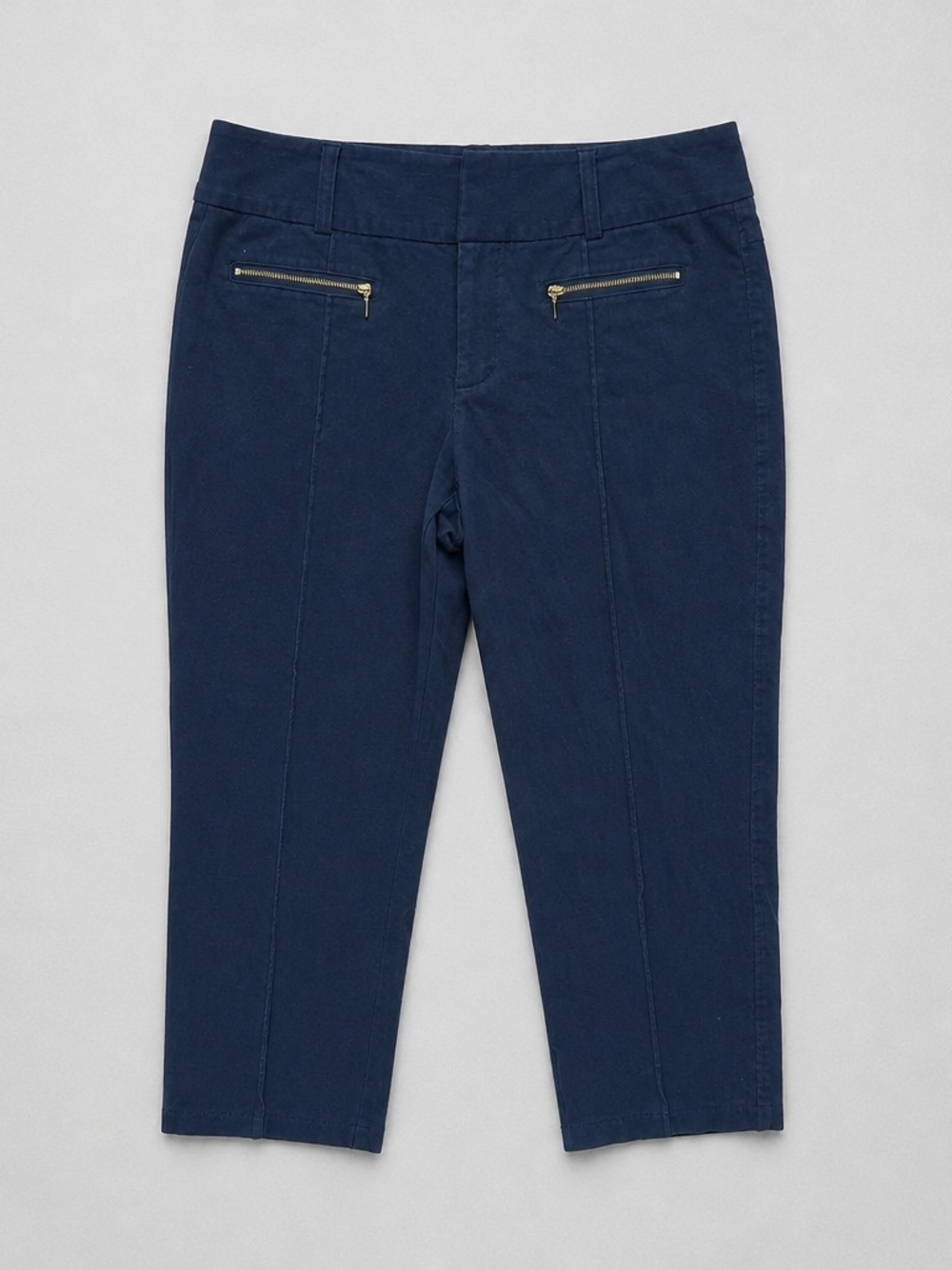 I-N-C. Navy Cropped Pants with Front Zip Detail